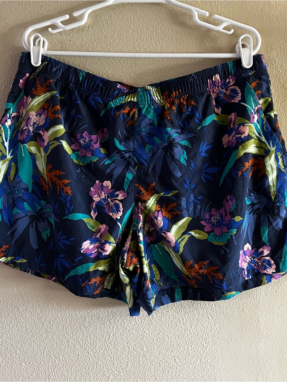 Columbia Navy Floral Swim Trunks with Multicolor Print